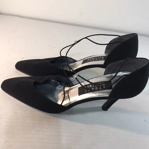 Stuart Weitzman Black Fabric Pointed Toe 3in Heels Womens Size 7.5A Spain - Picture 1 of 7