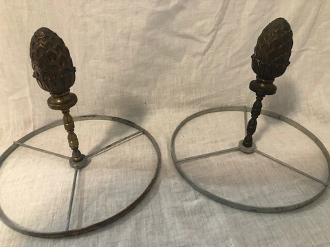 Antique Solid Brass Lamp Finials - Large & Old Cover
