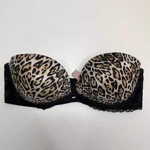 Victoria Secret Push Up Strapless Bra 32C Underwire Plunge Padded Cup Satin - Picture 1 of 12