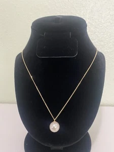 Collar De Plata 925 Chapado en Oro De 18K Y Colgante De Perla New - Picture 1 of 6