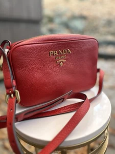 Prada Red Camera Shoulder Bag Leather - Picture 1 of 8