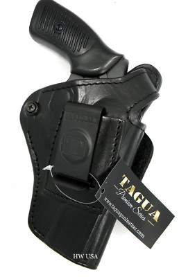 PREMIUM Black Leather 4 in 1 Thumb Break Holster for 3" S&W J FRAME REVOLVER 60 - Image 1 of 4