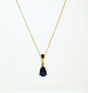 10k Gelbgold Diamant und Saphir Anhänger Halskette - Bild 1 von 1
