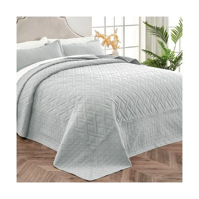 Colchas Qucover King de gran tamaño 128x120, microfibra suave ultrasonido... envío rápido Foto 1 de 4