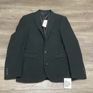 Asos Design Blazer Wool Jacket Men's  Herringbone Dark Green Sz 36R NWT $120 - Picture 1 of 8