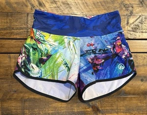 INKnBURN Women's Painted Rose Shorts Size 2 Green & Black Athletic Shorts - Picture 1 of 7