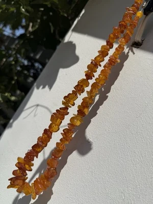 Gargantilla collar ámbar báltico tallada cuentas yema de huevo antigua cadena Art Deco para damas Foto 1 de 4