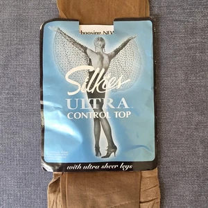 Vintage Silkies Ultra Control Top Pantyhose Sheer Leg Brown Sz M New Old Stock - Picture 1 of 4