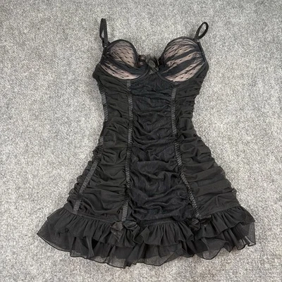 Victoria’s Secret Sexy Little Things 34C Black Y2K Lingerie Slip Dress Babydoll - Image 1 of 4