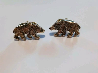 Acessórios masculinos vintage de abotoaduras de urso em tom dourado Anson - Imagem 1 de 4