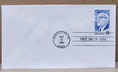 1994 USPS FDC of SC# 2848, George Meany + Block of 4 MNH Stamps - Image 1 of 4