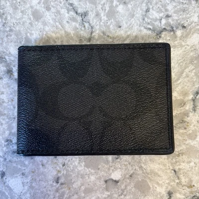 Coach Signature Slim Small ID Window Card Wallet mens black  - Image 1 of 4