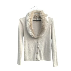Banana Republic Strickjacke Pullover Damen Small Novel Beige Kunstfell Schalkragen - Bild 1 von 13