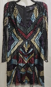 Aidan Mattox Damenkleid Pailletten geometrisches Muster knielang Größe 14 - Bild 1 von 11