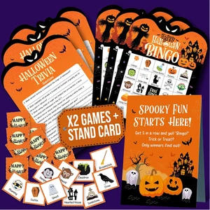 Divertenti Giochi di Halloween per Bambini - Carte da Bingo Halloween per 25 Giocatori, Aula H - Foto 1 di 6