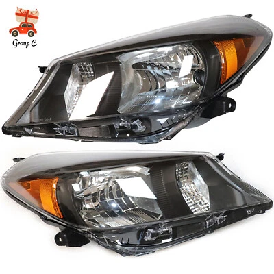 Left & Right For Toyota Yaris 2012 2013 2014 Hatchback Headlights Black Housing - Image 1 of 4