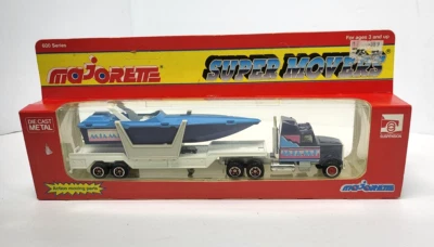 MAJORETTE SUPER MOVERS 600 SERIES #613 Semi-Speed Boat Transporter Blue NOS - Image 1 of 4