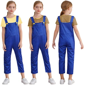 Kids Girls Jumpsuit Party Suspender Pants Suit Birthday Overalls And Shirt Play - Picture 1 of 31