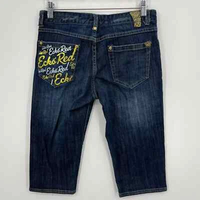 Pantalones Cortos de Denim Ecko Rojo Para Mujer 29 Azul Bermudas Hasta la Rodilla Vintage Retro Y2K Foto 1 de 4