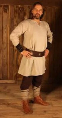 Túnica Medieval Celta Con Leggings Mangas Completas Camisa Renacentista SCA LARP Foto 1 de 4