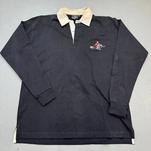 VTG Paris Victorian Bal Du Moulin Rouge Black Polo Rugby Shirt Men’s Sz Large - Picture 1 of 7