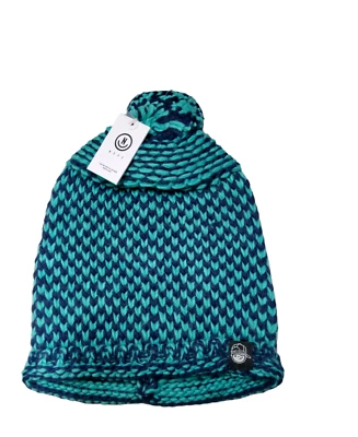 NEFF Joven Unisex Verde/Azul Marino Largo Pom Pom Tejido Gorro Foto 1 de 2