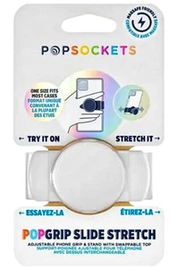 PopSockets PopGrip Slide Stretch White Swap Top Mobile Phone Grip Pop Socket - Zdjęcie 1 z 2