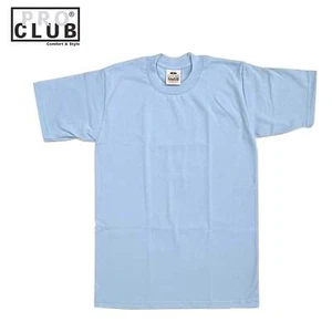 Pro Club Men's Heavyweight Cotton Short Sleeve Crew Neck T-Shirt - Sky Blue - Picture 1 of 3