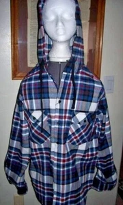 MEN'S GUYS FRESHJIVE SHADOW SHIRT JACKET COAT RED/BLUE PLAID NEW $78 HOODIE - Picture 1 of 1