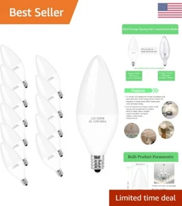E12 LED Chandelier Light Bulbs - 40W Equivalent, Daylight White, Pack of 12 - Picture 1 of 9