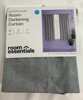 ROOM ESSENTIALS Curtain Panel NWT 42" x 63" Thermal Room Darkening Gray - Image 1 of 4