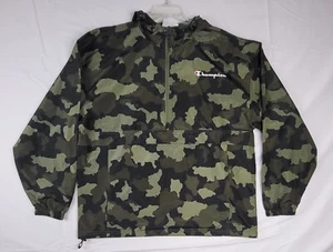Champion Camo Windbreaker Jacket  Mens 1/2 Zip HOODED Packable PULLOVER XL - Picture 1 of 10