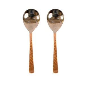 Stainless Steel and Copper Made Serving Spoon Set Metal Kitchen Dining - Picture 1 of 6