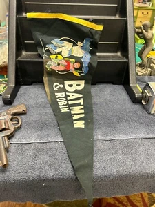 Banderín de fieltro Batman & Robin 1966 original vintage - Imagen 1 de 10