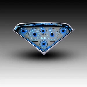 1955-1959 Chevy Truck Analog Gauge Panel White Faceplate Backlit Blue LED's - Bild 1 von 12