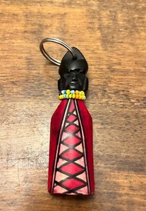 Kenya Masai keyring / key fob ~ wooden with beading - Picture 1 of 4