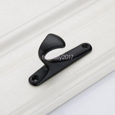 10pcs Black Aluminium Matte Hook Robe Coat Wardrobe Door Wall Hangers Stand - Image 1 of 4