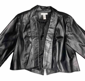 Jessica London Womens Leather Jacket Motorcycle Style Size 16 Biker - Picture 1 of 14