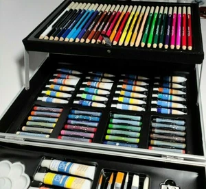 Summer Gift 126 Pc Multimedia Art Kit in Aluminum Carrying Case Kids Adults NEW - Picture 1 of 7