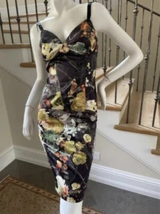 JUST CAVALLI Sleeveless Sheath Dress Floral Print sz 42 - Picture 1 of 10