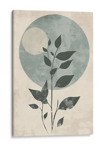Minimalist Moon & Plant Canvas Print, Abstract Botanical Wall Art - Picture 1 of 17