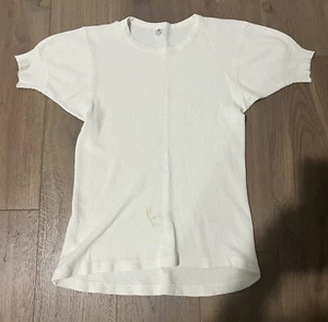 True Vintage 40s 50s REIS Thermal Scandals Base Layer Short Sleeve Shirt  Sz L - Picture 1 of 10