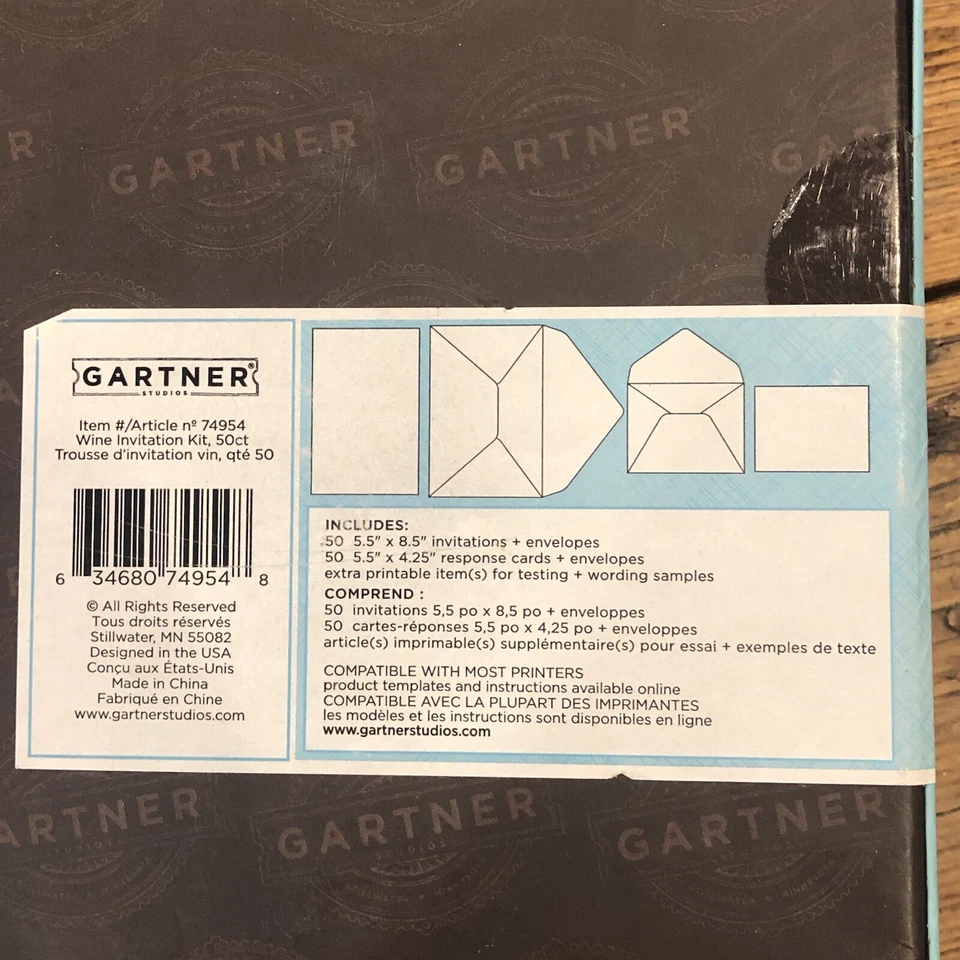 Blanco con rayas de vino Gartner hágalo usted mismo 50 invitaciones y env + 50 tarjetas de respuesta y envío Foto 1 de 4