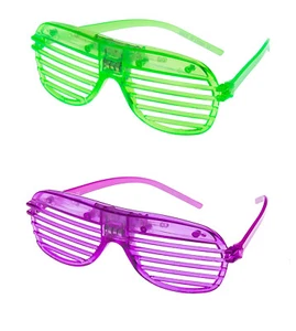 1 Púrpura 1 Verde Intermitente LED Obturador Gafas Iluminar Ranurado Fiesta Brillo Tonos - Imagen 1 de 11