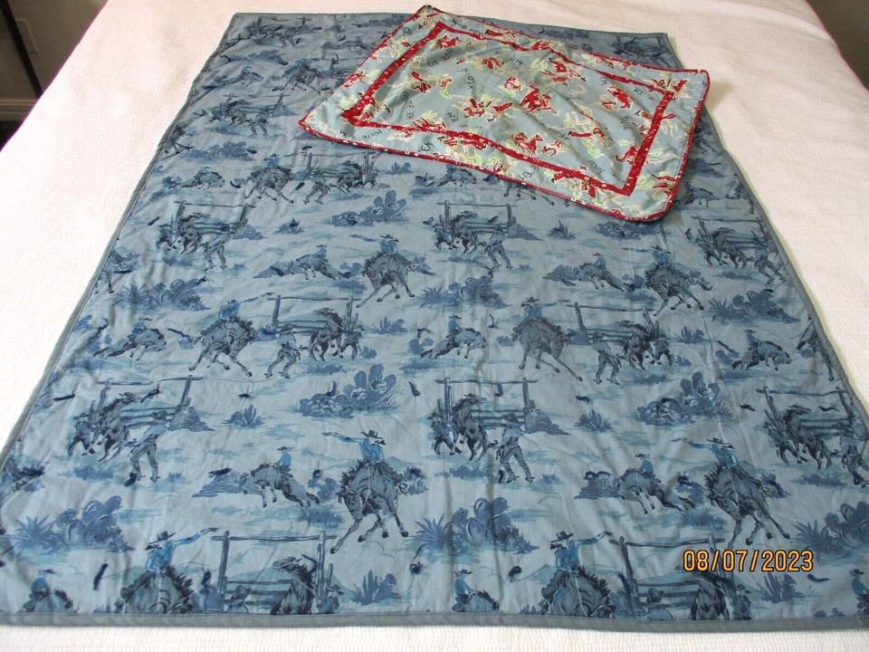 Cowboy Western Handmade Toddler Quilt & Sham - Image 1 of 4