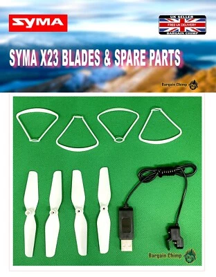 SYMA X23 RC Drone Crash Pack Kit Replacement Spare Parts Blades & charger - Image 1 of 4