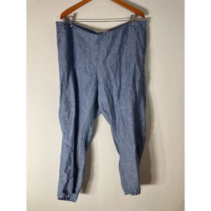 J. Jill Chambray Love Linen Ankle Pants w/Pockets - Picture 1 of 6