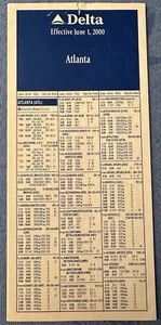 DELTA AIR LINES VINTAGE TIME TABLE - Effective June 1, 2000 - ATLANTA - Picture 1 of 7