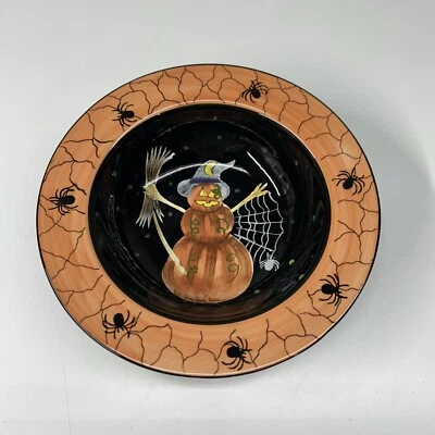 Gates Ware de Laurie Gates Halloween 9” Cuenco Arañas Calabaza Espantapájaros  Foto 1 de 4