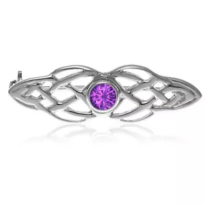 Sterling Silver & Amethyst Celtic Brooch - Picture 1 of 4
